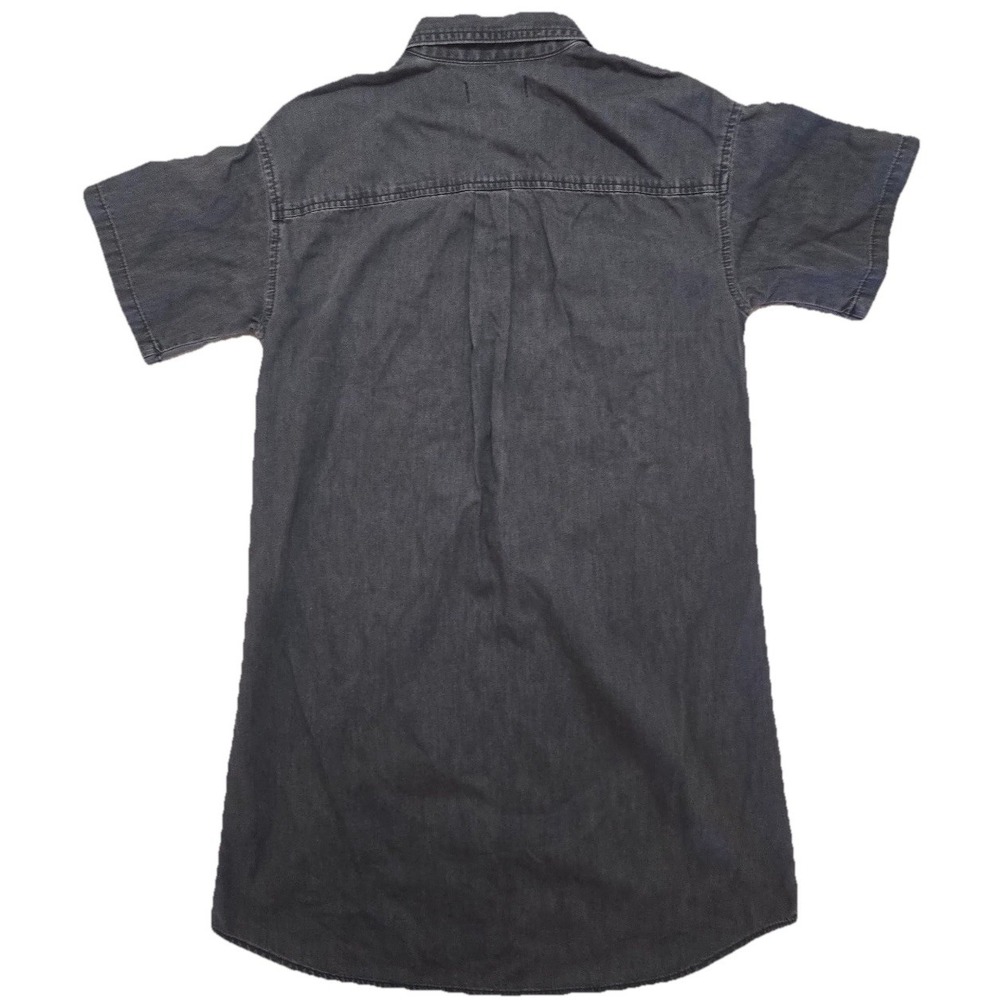 Madewell Popover Shirt Dress XS‎ Black Denim Short Sleeve Relaxed Utility Beach - Picture 5 of 10